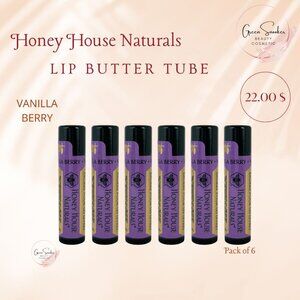 Honey House Naturals,Vanilla Berry Lip Butter Tube. Pack of 6